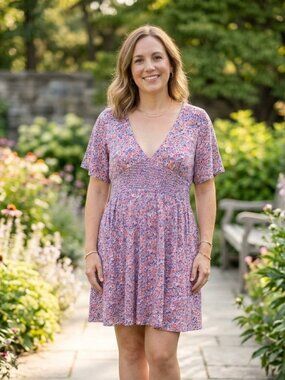 Ripe Floral Dress with Smocking Made in Canada